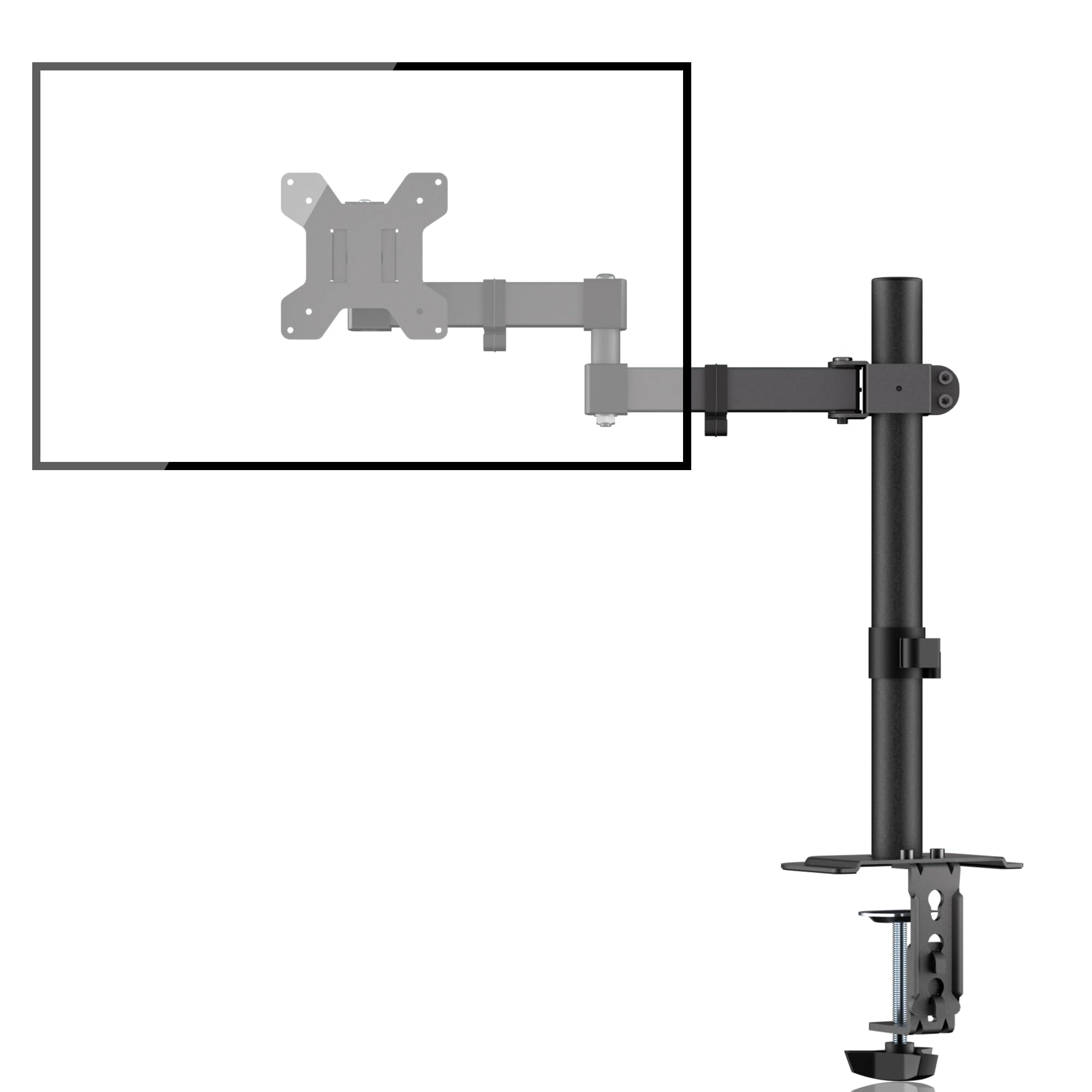 Single Monitor Arm Desk Mount, Max. Load 10kg, Adjustable Mount with Tilt Swivel Rotation for 13-32 inch LCD LED Screens, 2 Mouting Options, Vesa 75x75/100x100mm