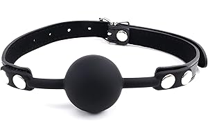 Silicone Bondage Ball Gag for Sex Games, Sex Toys BDSM Bite Gags, Bondage Restraints Sex Mouth Gag Muzzles (Black-1)