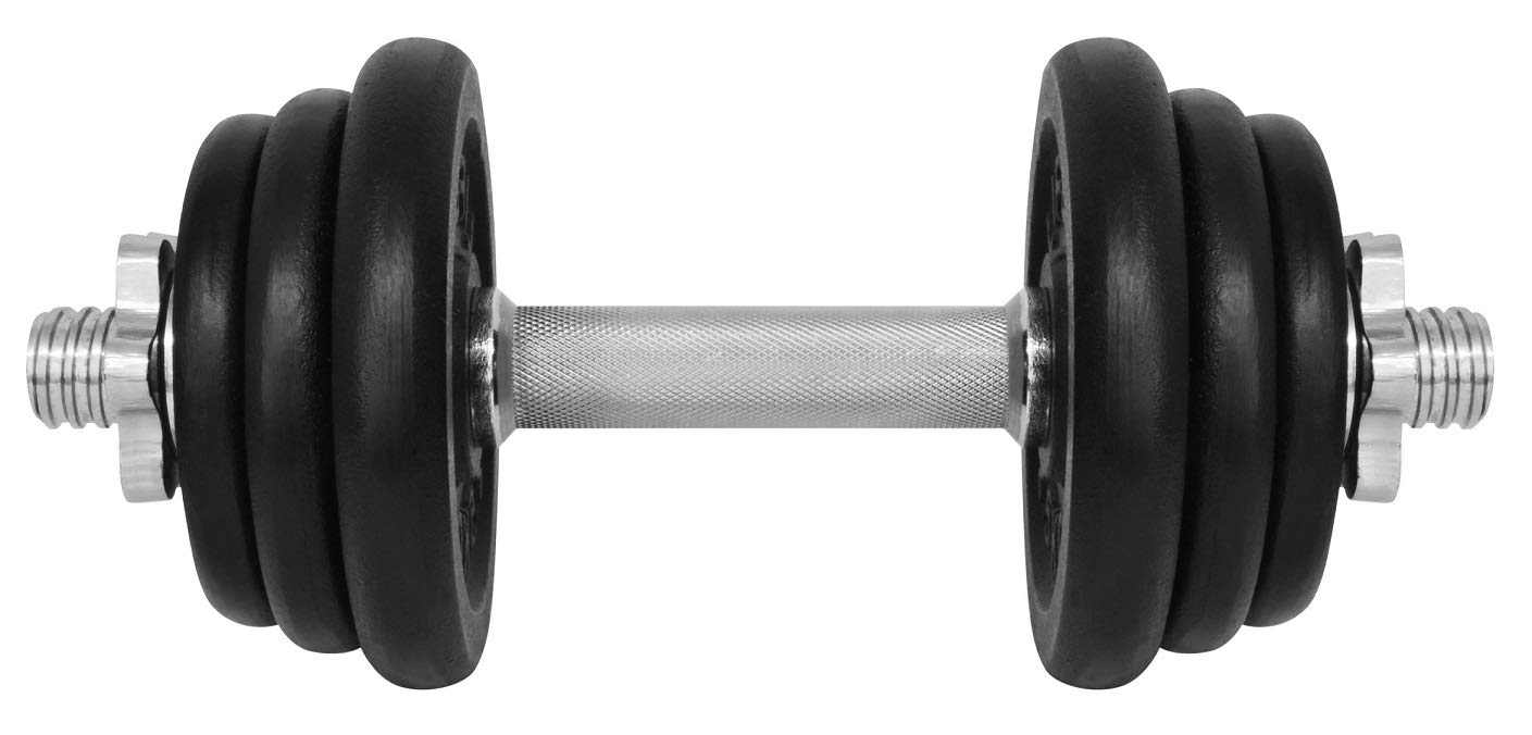 Sport Team Unisex Adult One Hand Bar With 6 Pieces Disc Set Dumbbell - Multi-Colour, 12 kg