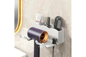 1pc Wall Mounted Hair Dryer Bracket, Hair Dryer Bathroom Storage Rack, Bathroom Organizer Stand, Space Saving Storage Accesso