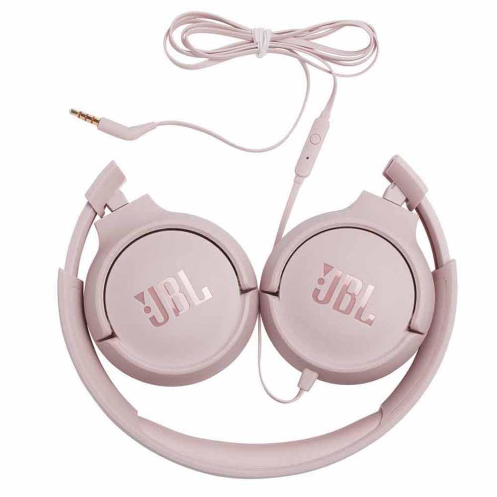 JBL Tune 500 On-Ear Lightweight Foldable Headphones with Pure Bass Sound, 1-Button Remote with Built-In Microphone, Pink