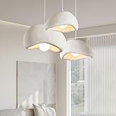 SEEAIRSHOP Scandinavian Pendant Lights Kitchen Island Beige White Concrete Cement Look Pendant Light Dome Hanging Lamp Wabi S