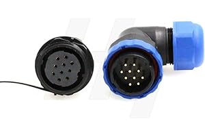 HANGTON CONNECT HangTon HE29 10 Pin Power Connector Plastic Waterproof Threaded Outdoor Industrial Electrical Circular Male Female Angled Wire Cable Plug + Panel Socket (10 pin)