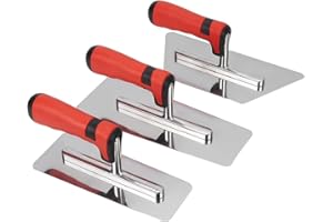 Doodlream 3-Piece Plaster Finishing Trowel Set, Polished Stainless Steel Trapezoid Blade Masonry Tools with Ergonomic Soft Ha