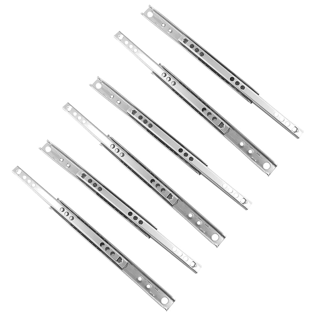 Drawer Rail, 3pairs Ball Bearing Drawer Runner Metal Drawer Slides Kitchen Cabinet Office Sliding Drawer Track Steel Ball Slide Rail Pull-Out Drawer Glide W17mm for Furniture Drawer (400mm Length)