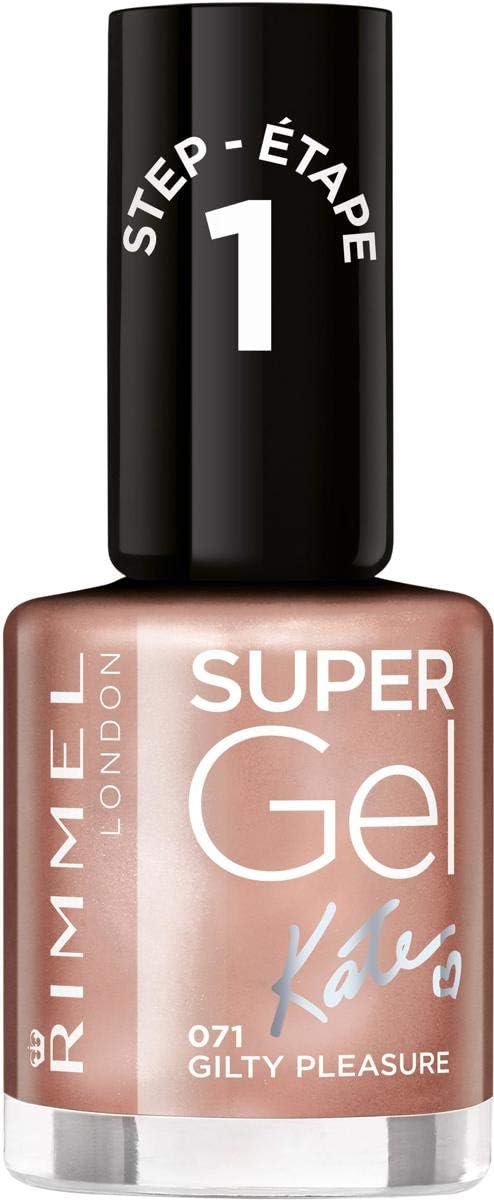 Rimmel Super Gel, 71 Gilty Pleasure, Long-Lasting Nail Polish, Glazed Finish, Easy Application, Gel-like Manicure, Chip Resistant, Clean Formula, 12ml