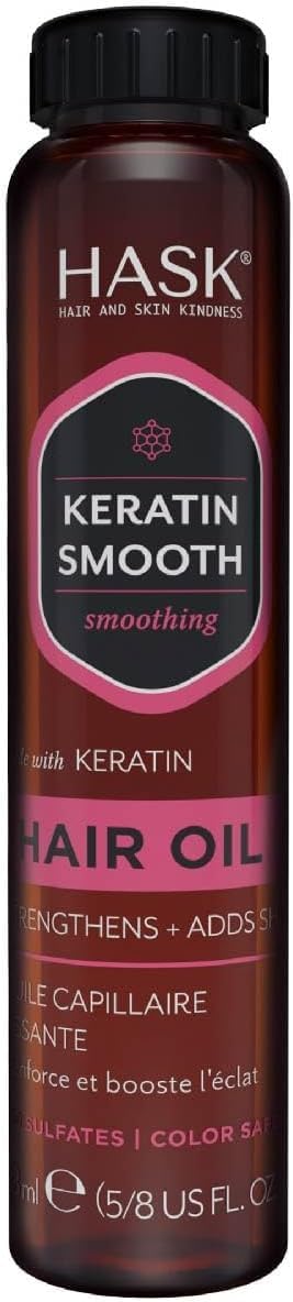HASK Keratin Smoothing Shine Hair Oil Treatment 18mL Vial Frizz Control Colour