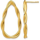 Sterling Silver Gold-plated Polished Twisted Teardrop Drop Post Earring