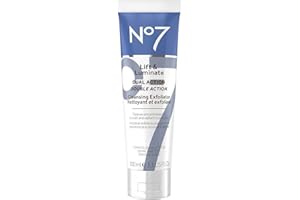 No7 Lift & Luminate Dual Action Cleansing & Exfoliating Face Wash - Gentle Face Exfoliator with Vitamin C, E & B5 - Deep Pore Cleanser for Dull & Uneven Skin Tone (3.3 Fl Oz)