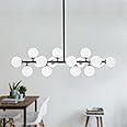 APLampara Mid Century Modern Chandelier Linear Chandeliers 16-Light Black Pendant Lighting Fixture for Dining Room, Kitchen