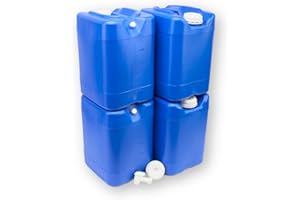 Aguaprep 5-Gallon Stackable Water Storage Containers, w/Lids + Spigot, Easy Fill, Survial Supply, Emergency Water Storage for Camping and Disaster Preparedness, RV, Camping, 20 Gallon