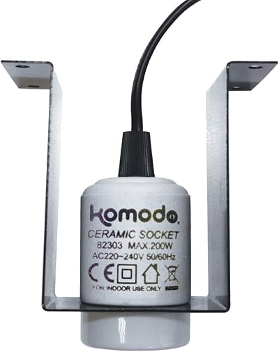Komodo Ceramic Lamp Fixture and Mounting Bracket for Reptile Enclosures