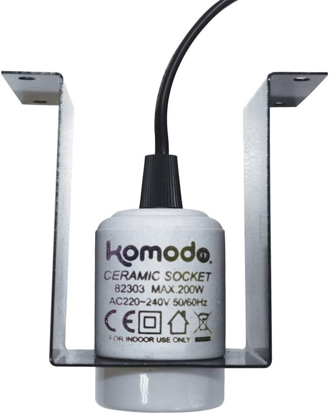 Komodo Ceramic Lamp Fixture and Mounting Bracket for Reptile Enclosures