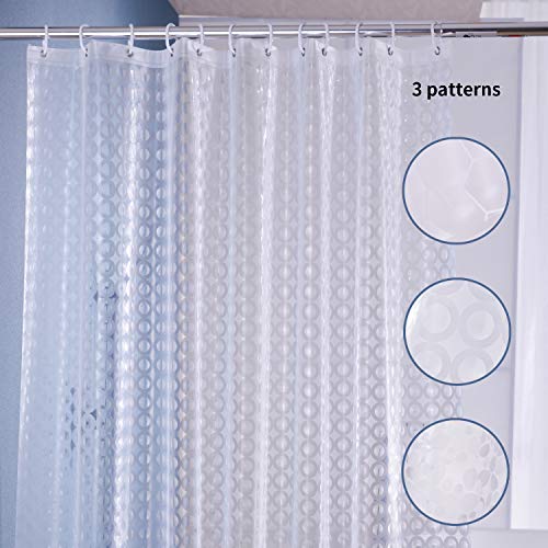 Shcasa Bathroom Clear Shower Curtain, 3D Clear Circle Curtains with 12
