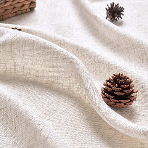 Woaboy 2 Pieces Translucent Linen Curtains Modern Decorative Eyelet Curtains for Living Room and Bedroom 140 x 260 cm Bleached White