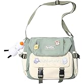 SongKedora Kawaii Messenger Bag Cute Crossbody Purse Satchels Hobo Shoulder Purse with Pins and Stuffed Pendant Gift
