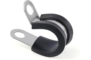 Flytuo 1/2 Inch Cable Clamp 20 Pack, 304 Stainless Steel Rubber Cushion Insulated Pipe Clamps, Metal Clamp, Cable Holder, Tub