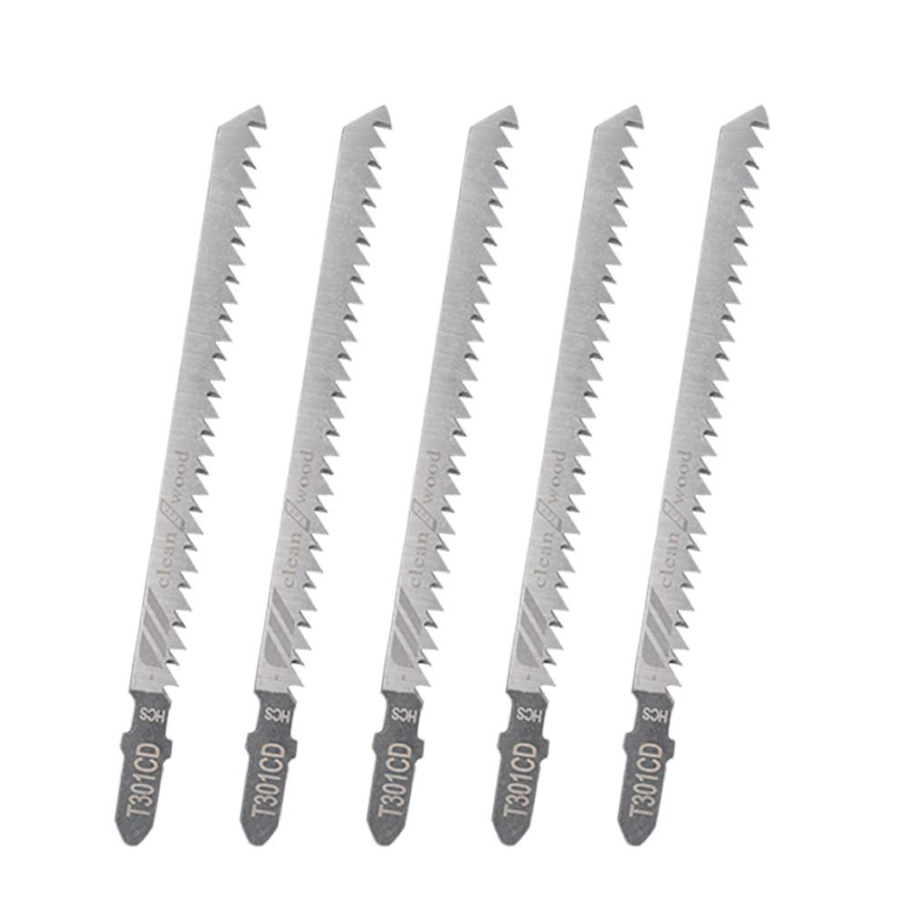Jigsaw Blades BE-TOOL 5 PCS T301CD T-Shank Jig Saw Blade Universal Jig Blade Assortment For Cutting Metal Wood PVC and More - fit Bosch, Dewalt, Hitachi, Makita, Festool etc