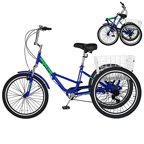 Slsy Adult Folding Tricycles, 7 Speed Folding Adult Trikes, 20 24 26