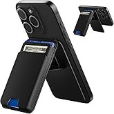 Retysaz Magnetic Wallet with Stand for iPhone 16/15/14/13/12 Series - Vegan Leather Card Holder RFID Blocking Holds 4 Cards Strong Magnetic Lock Lightweight Kickstand Phone Wallet(Black)