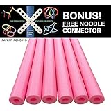 Oodles of Noodles Deluxe Foam Pool Swim Noodles - 6 Pack Pink 52 Inch Wholesale Pricing Bulk Pack and Free Connector