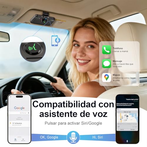 1Mii Hands-Free Car Bluetooth 6.0, Bluetooth Speaker Kit for Car, Auto Reconnect, Siri and Google Voice Assistant, Calls, Navigation and Music Hands-Free, 35H Autonomy