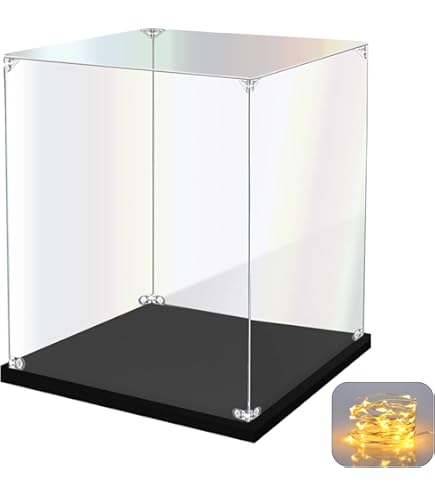 NEVKA Large Clear Acrylic Trophy Display Case, 12 14 16 18 20 22 24 26 28 In Durable Stackable Square Soccer Ball Showcase, Dustproof Vertical Figures Models Container (Size : 35x35x50cm/14x14x20in