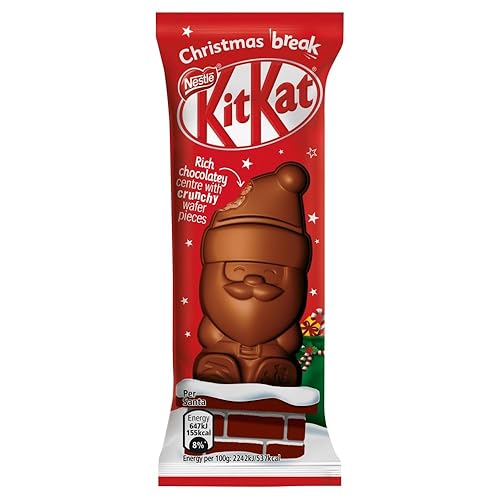 KitKat Santa Milk Chocolate Christmas Figure 29g (Pack of 30) | Crisp Wafer And Milk Choc Filling | Christmas Gift