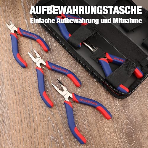 WORKPRO W001305 Mini Precision Pliers Set, Jewellery Pliers, 5 Pieces