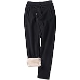 Gihuo Women's Winter Fleece Pants Sherpa Lined Sweatpants Active Running Jogger Pants(02 Black)