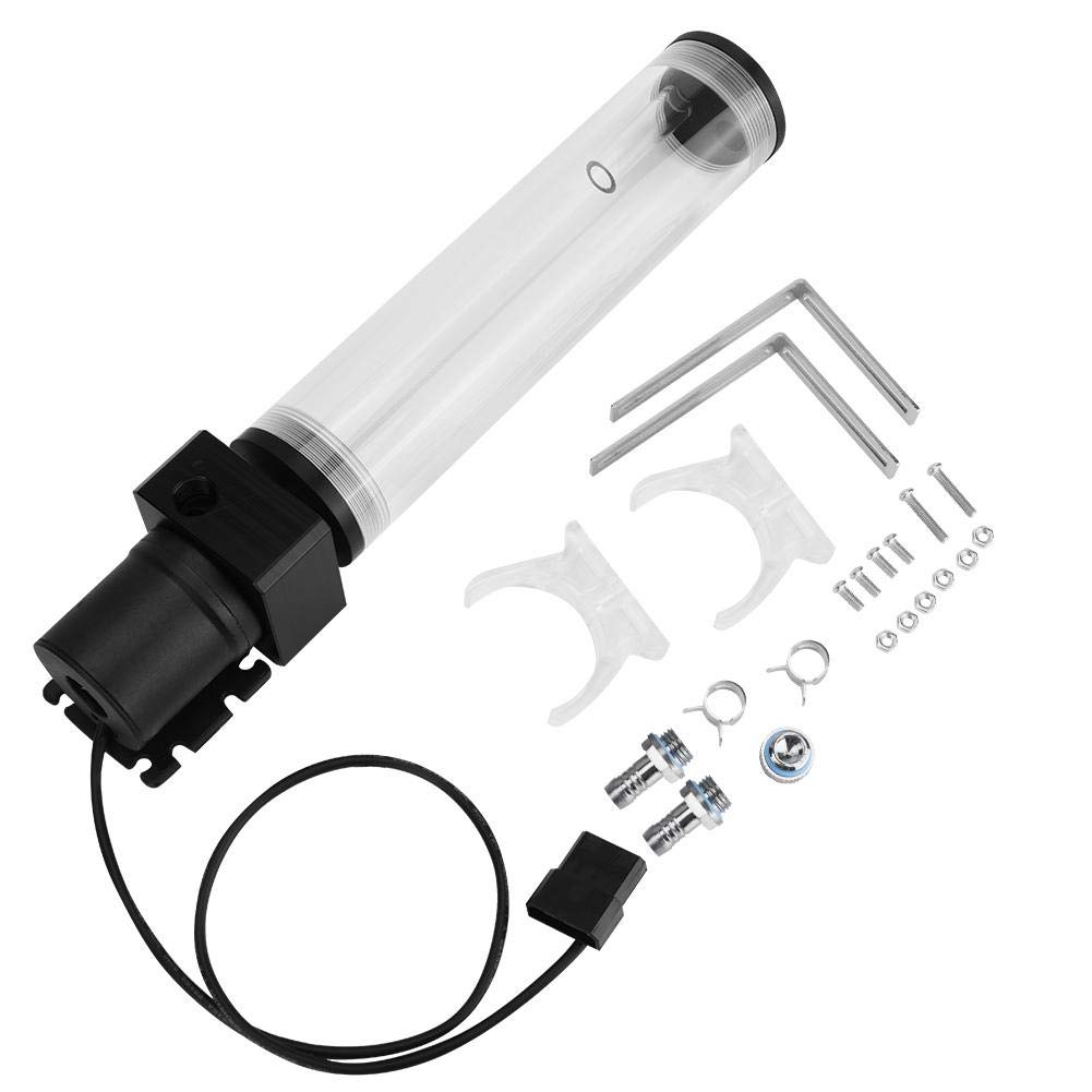Eboxer G1/4 160MM Acrylic Cylinder Computer Water Tank 12V 19W CPU Water Cooling Pump Radiator(210mm)