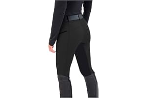 ERTUPE Womens Horse Riding Pants Full Seat Riding Breeches Equestrian Tights Horseback Patchwork Trouser with Pockets
