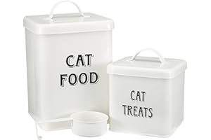 Morezi Cat Food Storage Container Farmhouse Pet Food Treats holder with Lid and Scoop, Perfect Sturdy Canister Tins for Kitchen Countertop, Shelf, Great Gift for Pet Owners - Cat Food