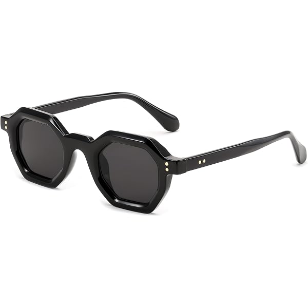 Men's Retro Octagon Sunglasses – Hippie Style, UV400 Protection, Plastic Frame, Vintage Small Square Shape - View #10