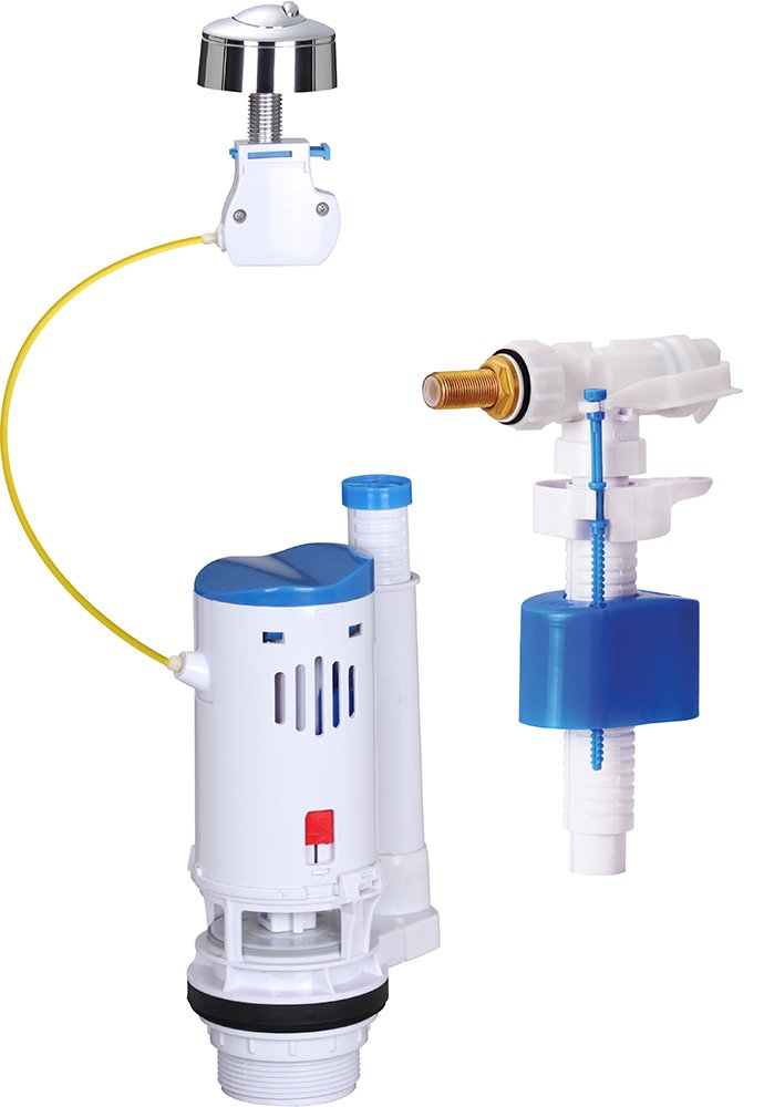 Rousseau 4210977 Flush Kit with Push Button Mechanism and Float Valve - 3/6 L