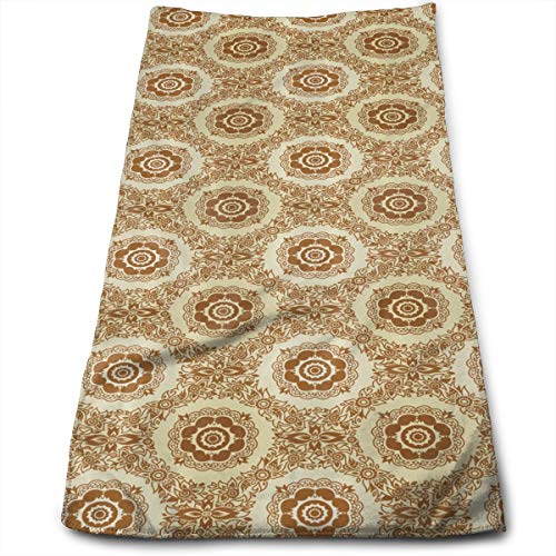 Baroque Leaves and Flowers Premium Soft Polyester Lightweight Hand Towel,Travel Towel,Bath Sheet, 30cm X 70cm- Multipurpose Towels for Bath, Hand, Face, Gym and Spa