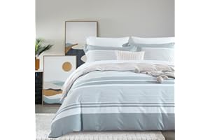 Bedduvit Grey Duvet Cover King - 100% Cotton Duvet Cover King,3 Piece Striped Duvet Cover King,Simple Modern Farmhouse King Duvet Cover with Zipper Closure & 8 Ties (104"x90", No Comforter)