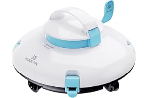 PoolMr Cordless Robotic Pool Cleaner - Above Ground Pool Vacuum - 52 Ft/Min Speed, Dual-Motor, IPX8 Waterproof, Self-Parking, Pool Vacuum Cleaner for Flat Swimming Pools, Blue