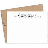 Personalized Stationery for Women, Modern Script FLAT Note Cards with Envelopes, Personalized Stationary Set for Women, Your Choice of Colors and Quantity