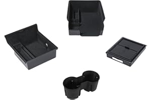 Carwiner 4 PCS Center Console Organizer Tray and Cup Holder Insert Compatible with 2021-2023 Tesla Model 3Y, Flocked/Silica Rubber Armrest Hidden Cubby Drawer Storage Box Interior Accessories