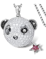 SONGPANNA Damen Kette Panda Halskette Lange kristall von Swarovski Herbst und Winter Lange Kette mit Anhänger Kette Lange 70+5 cm