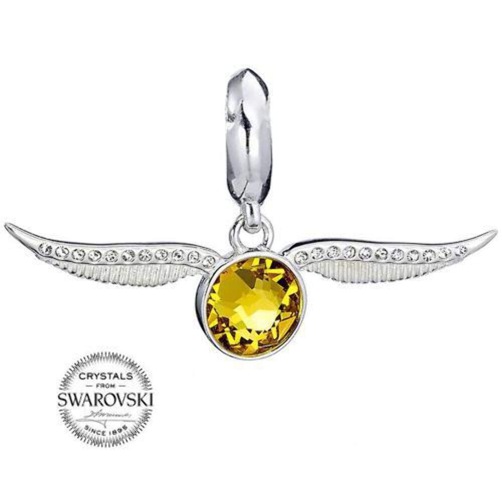 Sterling Silver Golden Snitch slider charm Embellished with Swarovski® Crystals