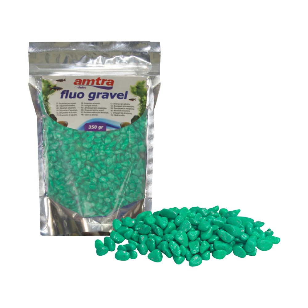 Amtra Fluo Gravel Aquarium Fish Tank Decoration Ceramic Gravel for Freshwater and Saltwater Aquarium Powder Free Green 350G