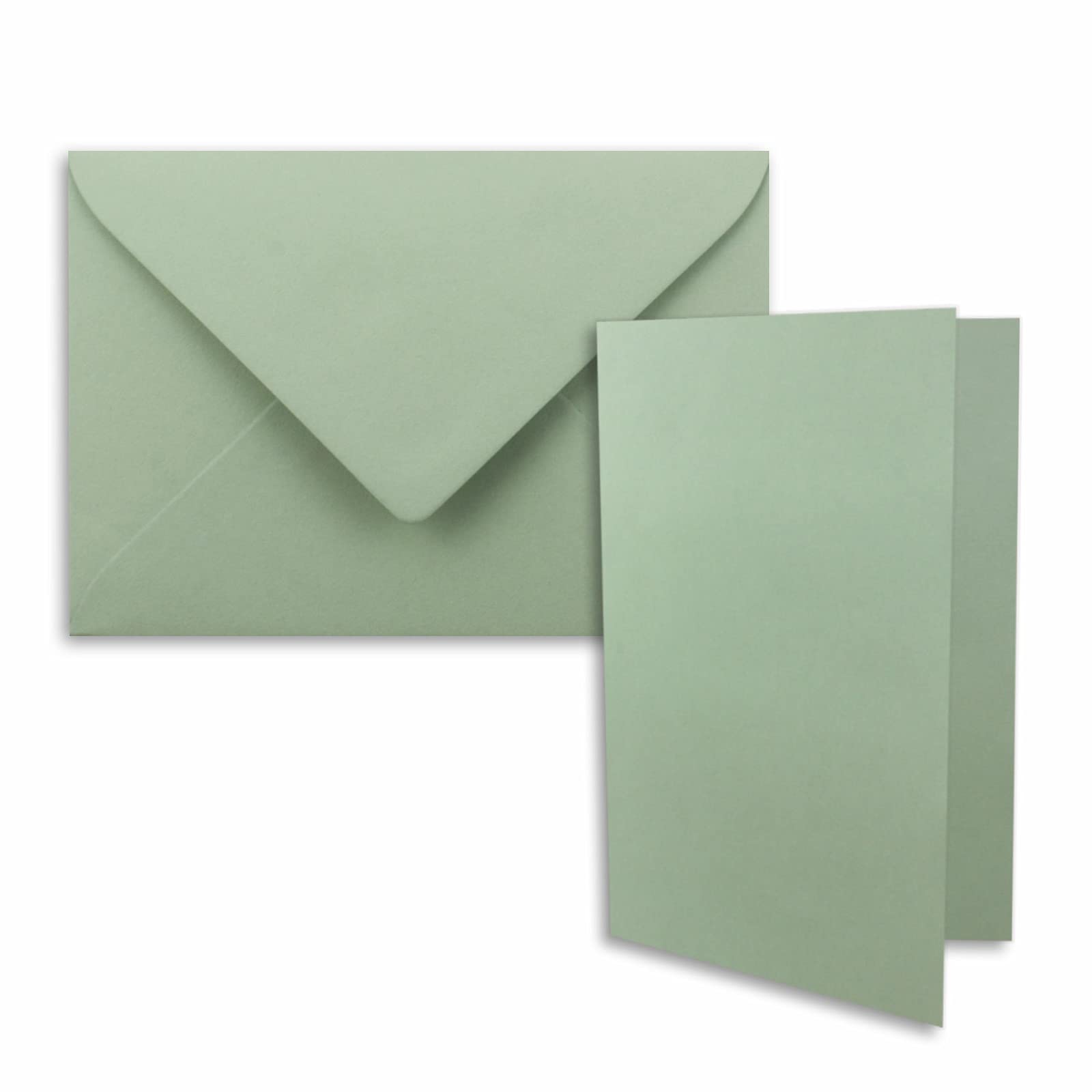 FarbenFroh DIN B6 Folding Cards Set with Envelopes in Eucalyptus 120 x 170 mm Pack of 50 Ideal for Invitation Cards / Weddings / Christening / Communion / Confirmation