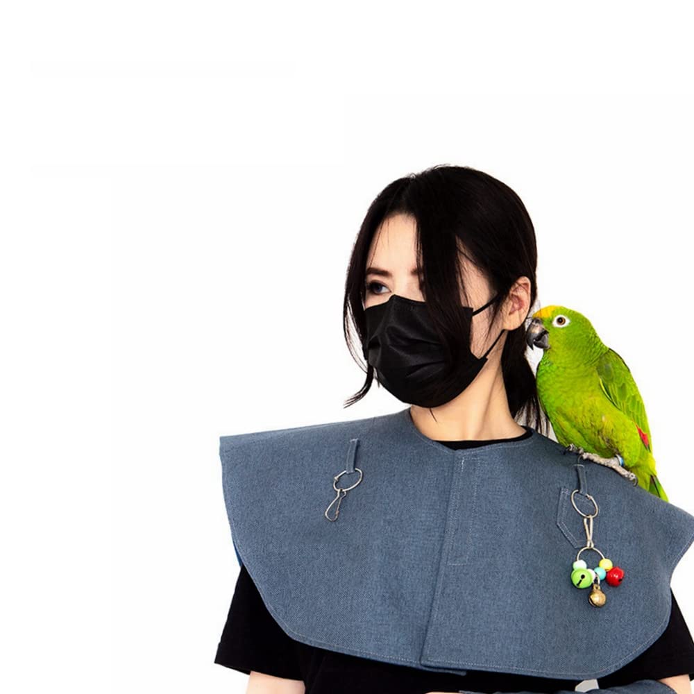 Photo 1 of Parrot Anti-Scratch Bird Poop Shoulder Protector Birds Anklet Toys, Multi-Functional Bird Diaper Flight Suits Pee Pads Diaper Poop Shawl for Medium Cockatiel Parakeet Macaw (Shoulder Protector-Blue)