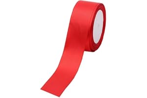 BLUE FEATHER PRODUCTS, INC. Jesep 1 1/2" Single Face Satin Ribbon 2 Rolls 50 Yards #2609 (RED)