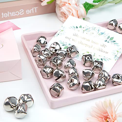 VGOODALL 100PCS Jingle Bells for Crafts, 1 Inch Jingle Bells Silver Jingle Bells Bulk for DIY Project Christmas Party Decor