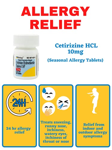 Rising Pharma - Cetirizine HCL 10 mg - Antihistamine Seasonal Allergy Tablets - 100 tablets