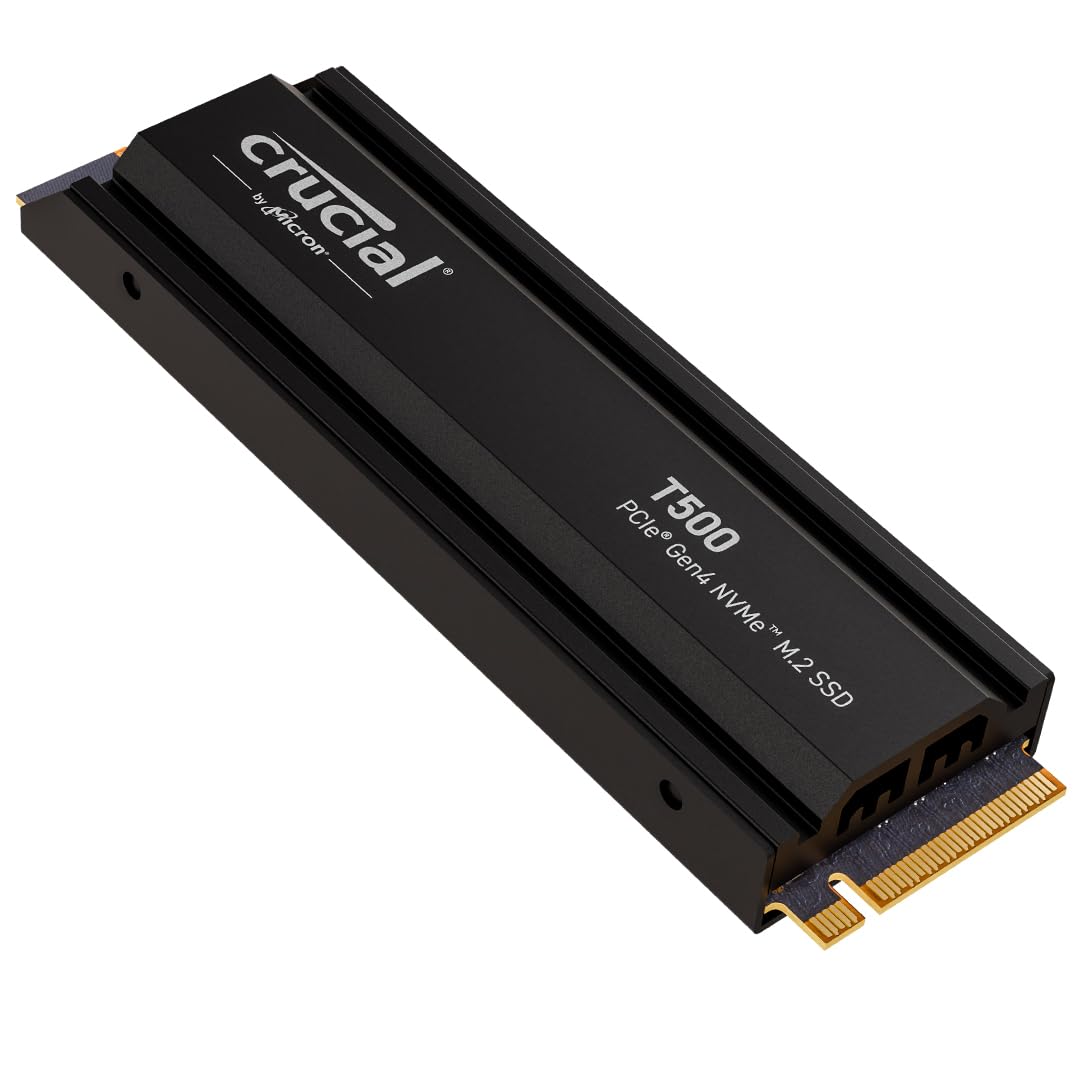 Crucial T500 1TB SSD PCIe Gen4 NVMe M.2 with Heatsink, Up to 7300MB/s, Compatible with PlayStation 5, TLC NAND, Desktop PC, Solid State Drive - CT1000T500SSD5