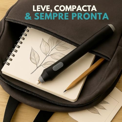 Kit Borracha Elétrica 25 Peças Portátil com Design Ergonômico – Ideal para Desenhos Técnicos, Esboços Artísticos, Escrita e Correções Precisas, Leve e de Fácil Uso Á Pilha Preto Premium